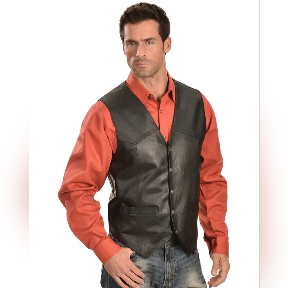 OAKTON Ltd. Size 40 Reg Men's Black Leather Vest
